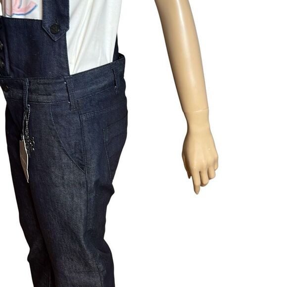 NWT J & Company Raw Denim Suspender Pants Straight Leg Size 28 - Picture 6 of 16